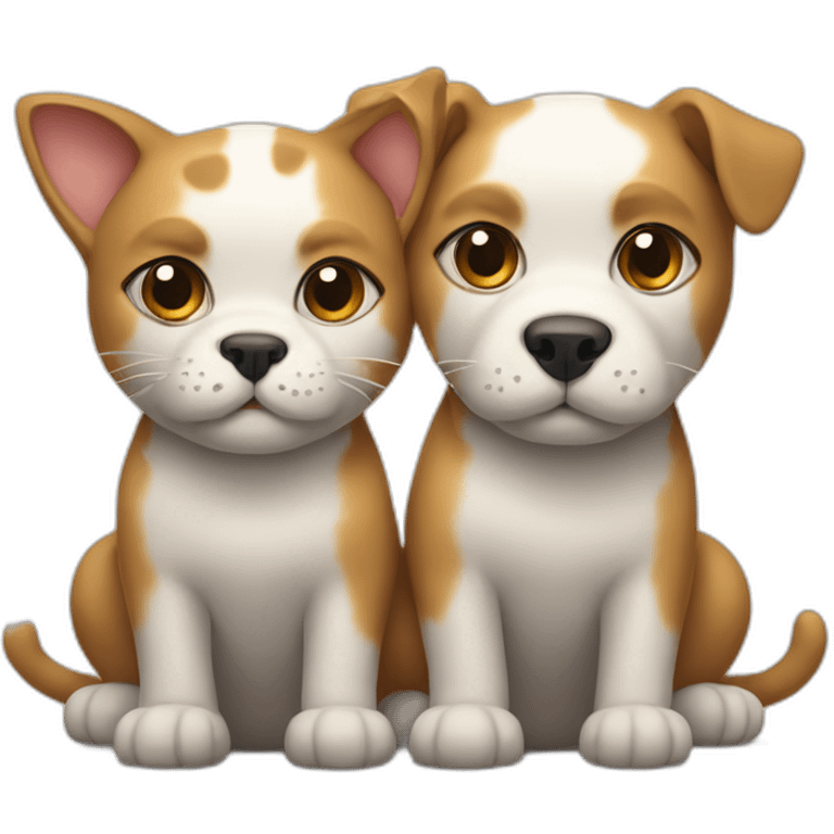 two headed cat and dog in one body emoji