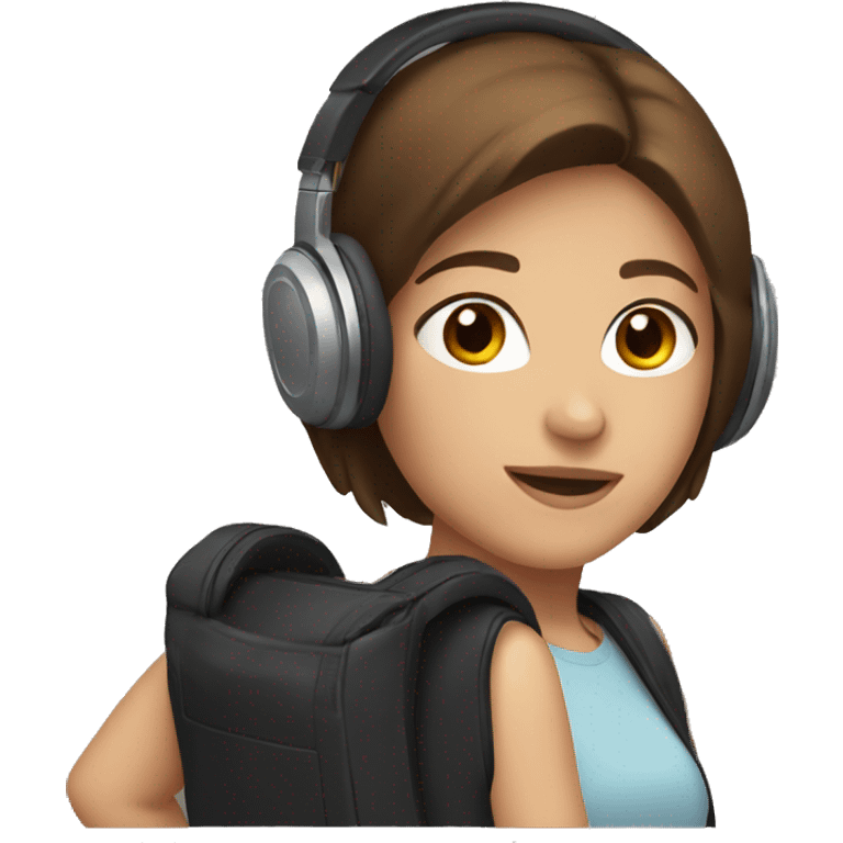 girl with short brown hair and brown eyes wearing black headphones  emoji