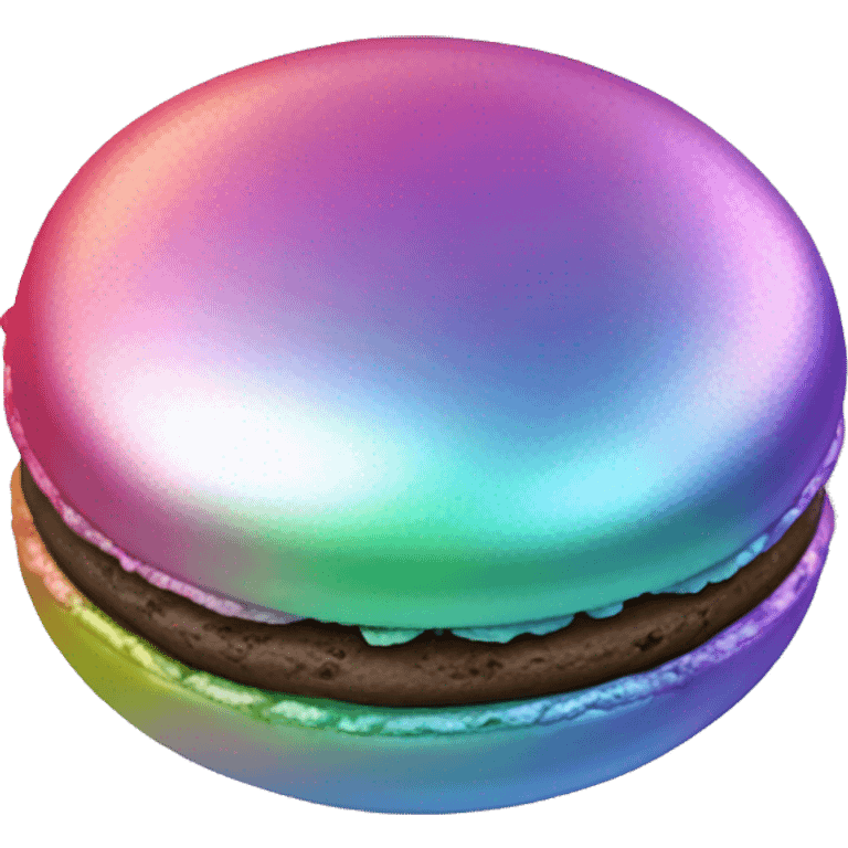 Realistic metallic silver macaroon with gradient colorful filling  emoji