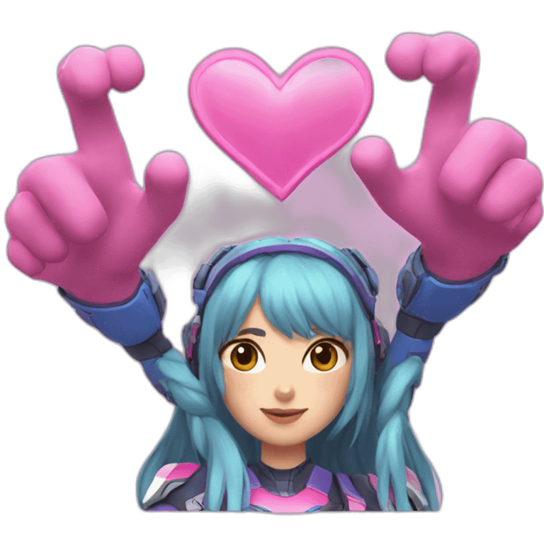 D-va qui fas un coeur avec ces mains emoji