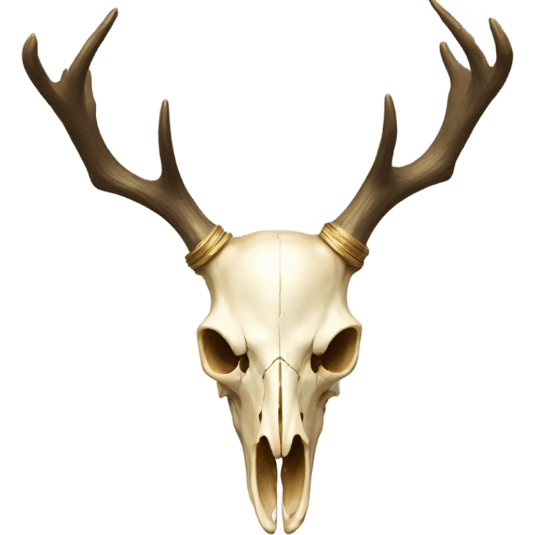 Golden deer skull with floral emoji