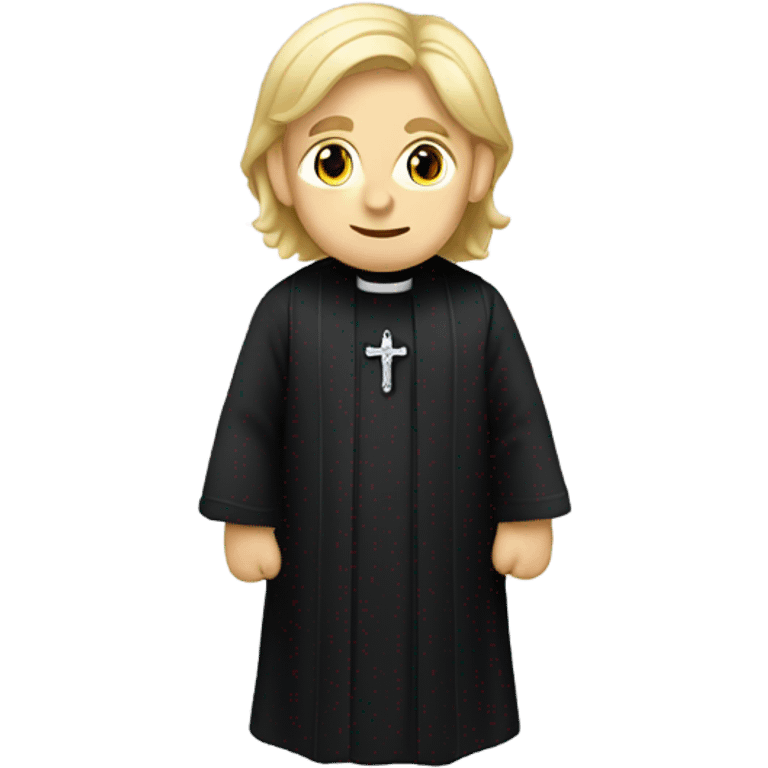 blond Vicar wearing black standing emoji