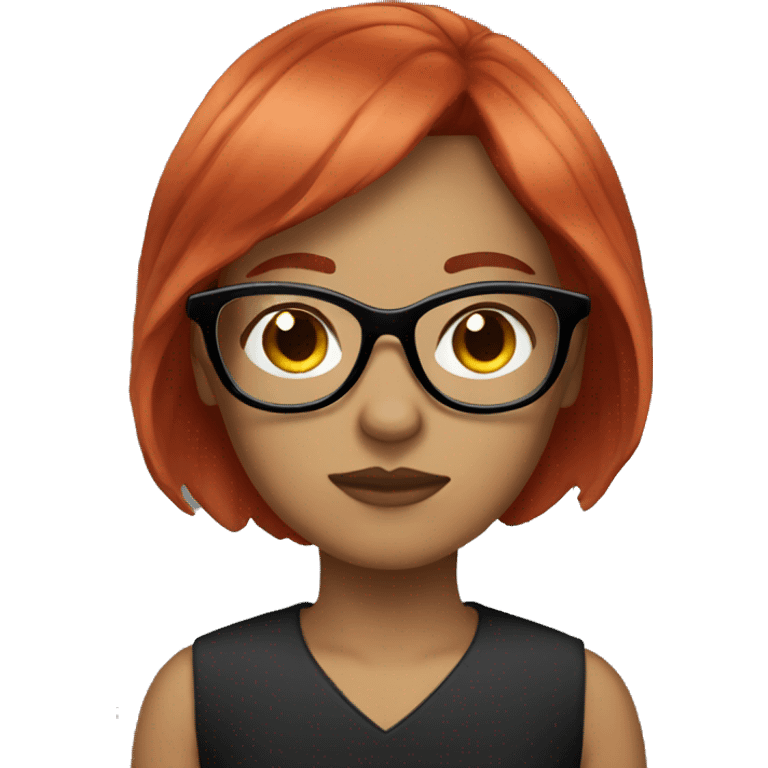 Light skin female red hair and bangs and black glasses sleepy  emoji