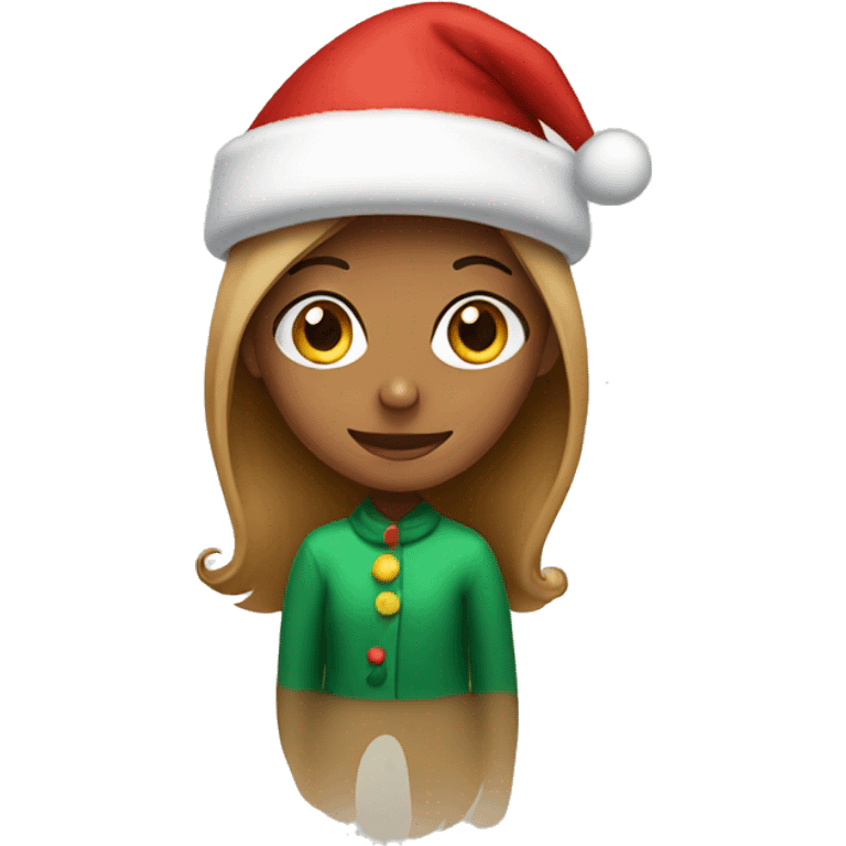 Girl wearing Christmas hat emoji