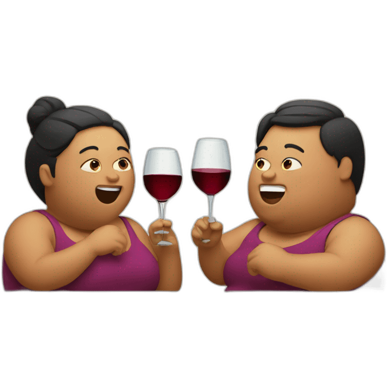 overweight couple drinking wine emoji