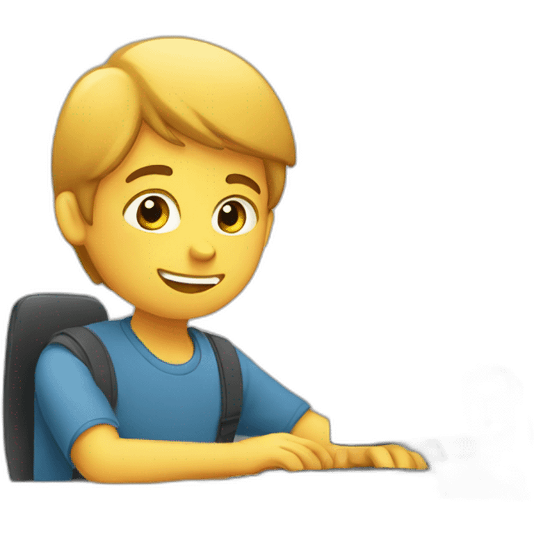 boy working on computer emoji