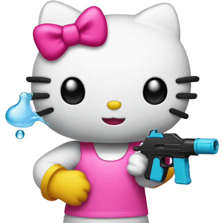 hello kitty with a water gun emoji