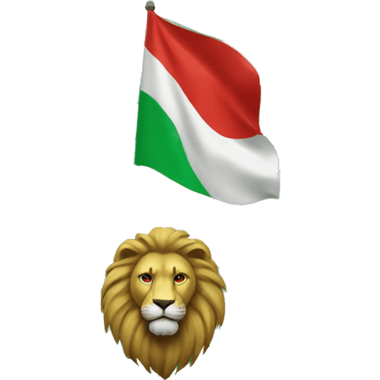 Green white and red flag with lion in the center  emoji