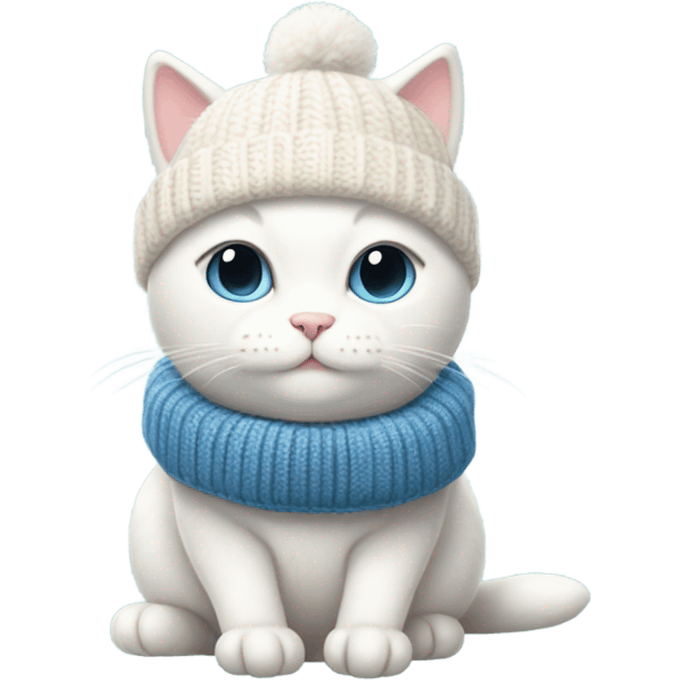 white cat using winter clothes emoji