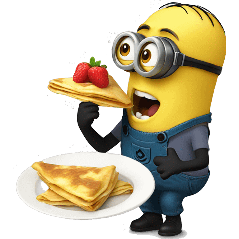 A minion eating crêpes emoji