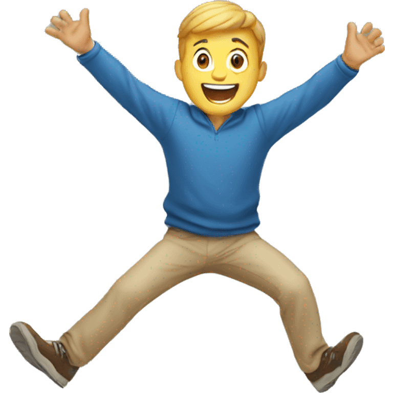 a white man jumping celebrating emoji