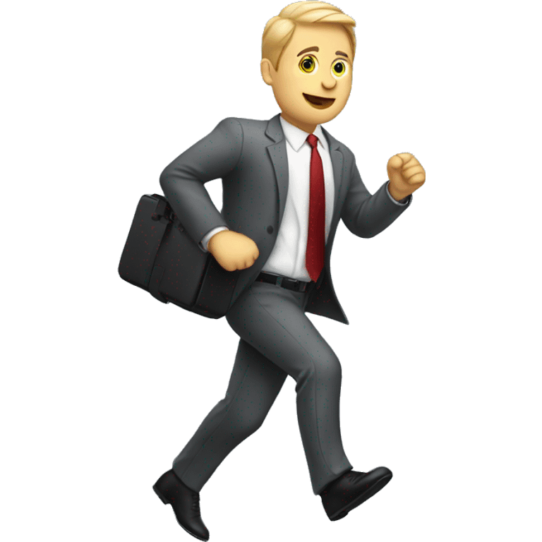 white man running in office suit with case in his hand  emoji