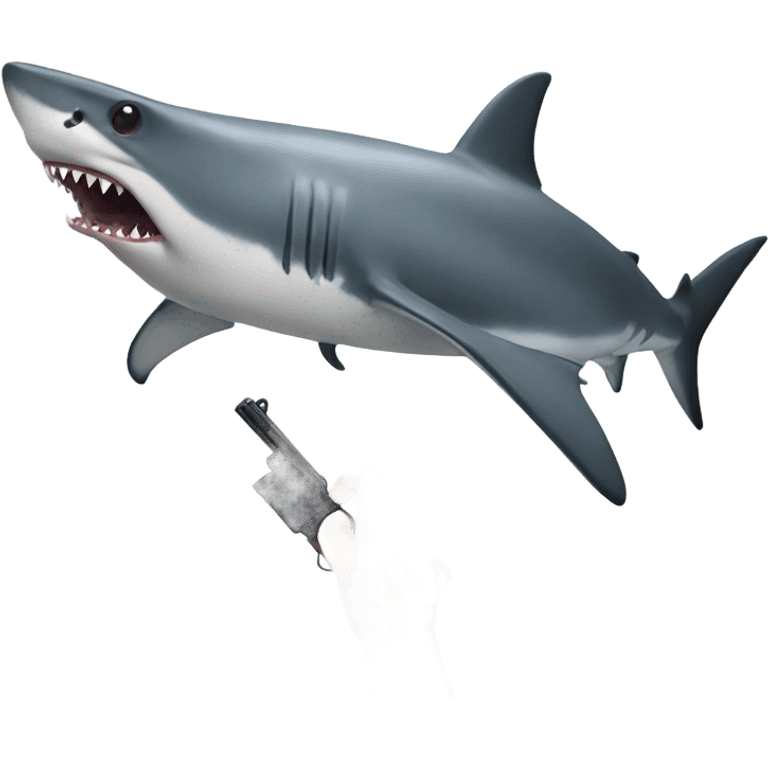 Shark with a gun and human feet emoji