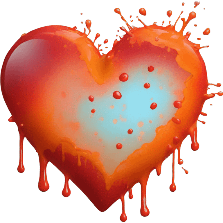 splattered paint heart glowing red-orange warmth emoji