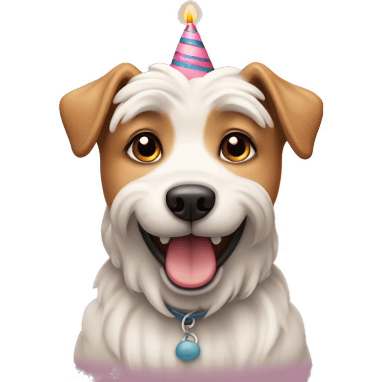 maltasian dog with birthday cake  emoji