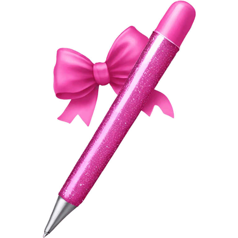 pink glitter pen with a pink bow emoji