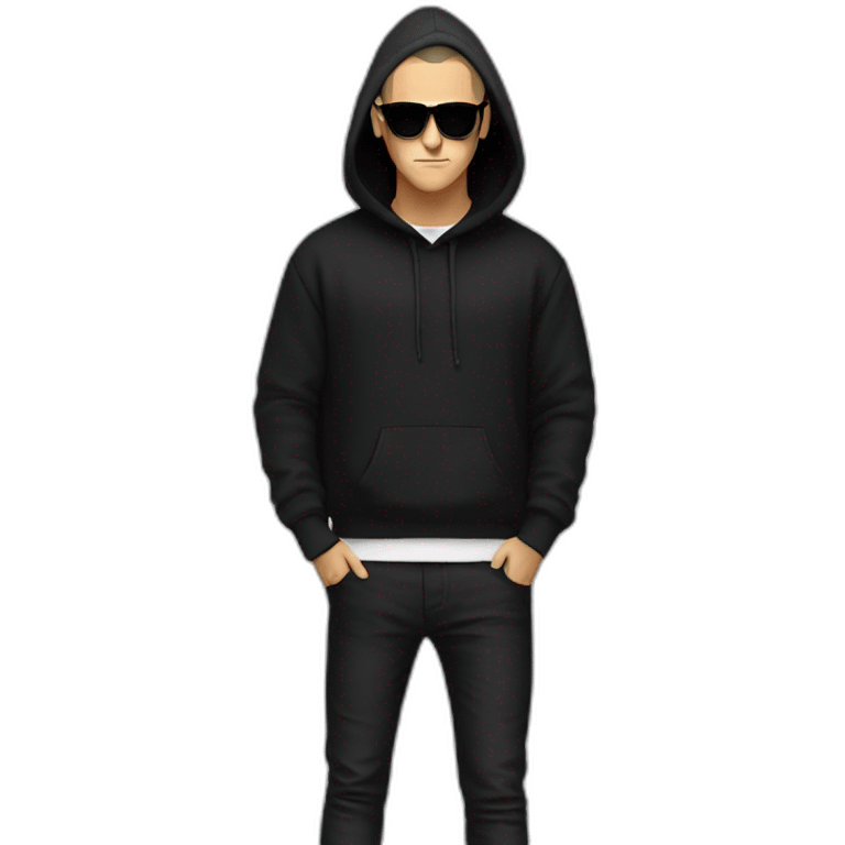 DJ Snake serious attitude wearing a black hoodie showing a finger emoji