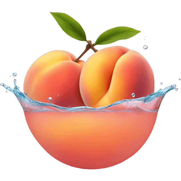 two peaches with water between emoji