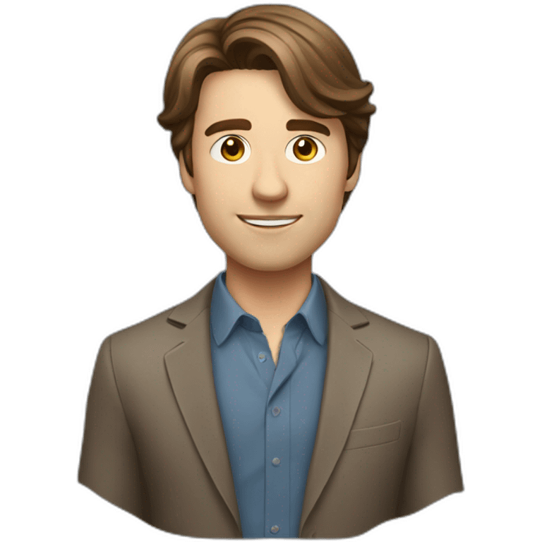 Middle-length brown hair marketing expert young man emoji