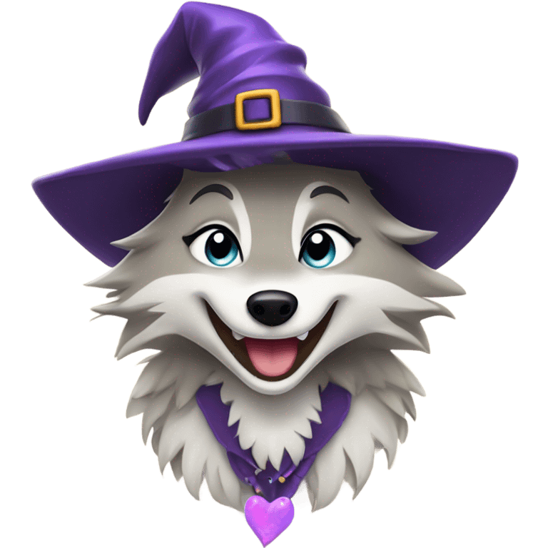 girly wolf dressed as a witch laughing emoji