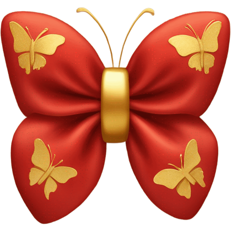 Red bow with gold butterfly  emoji