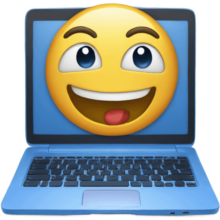 Laptop BLUE Very happy  emoji