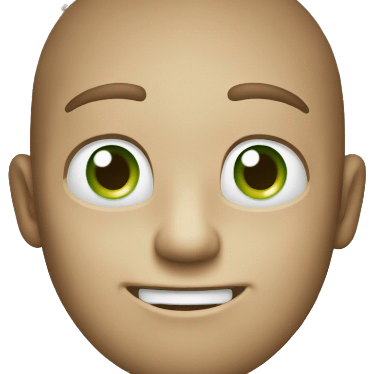 Create an emoji image, square, with rounded edges, smiling green, with big white, white eyes.  emoji