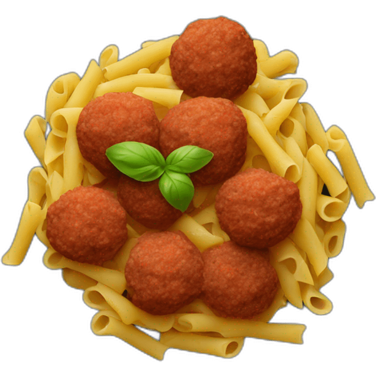 pasta mixed with meat balls on a palte emoji