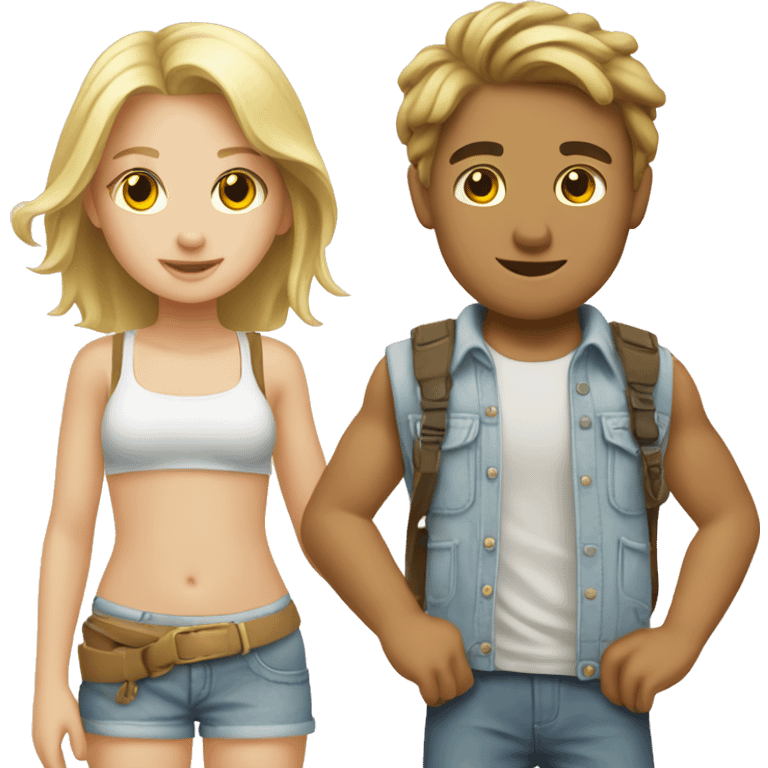 vacation white Boy and the Girl white  emoji