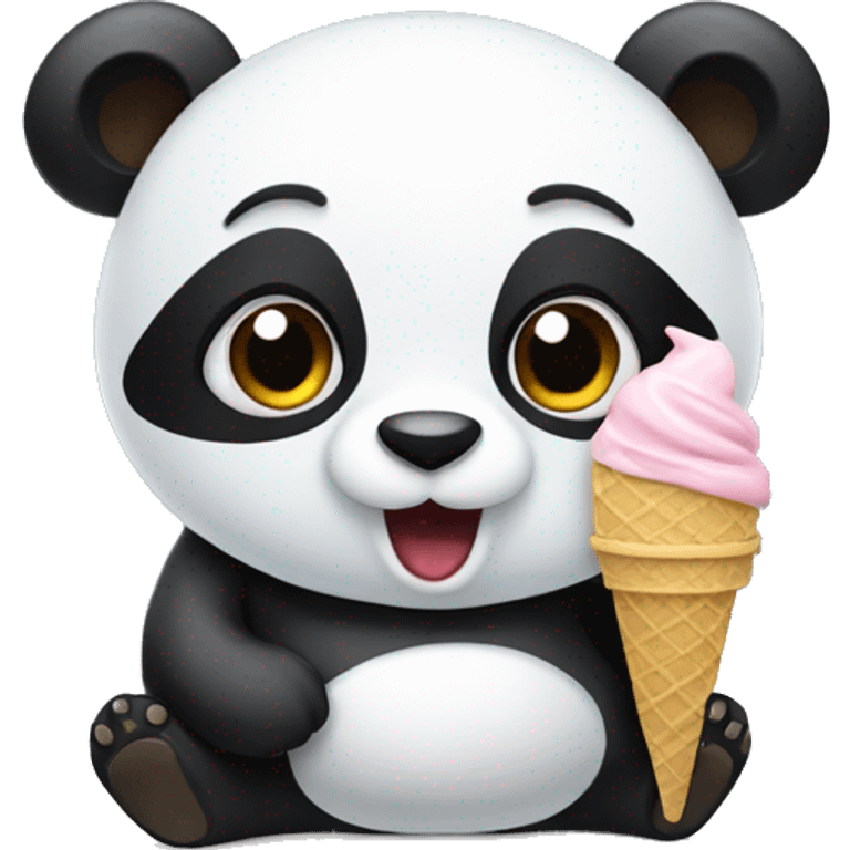 Panda eating ice cream emoji