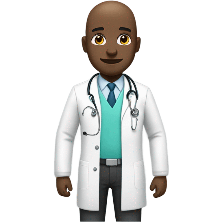 Black bald man doctor  emoji