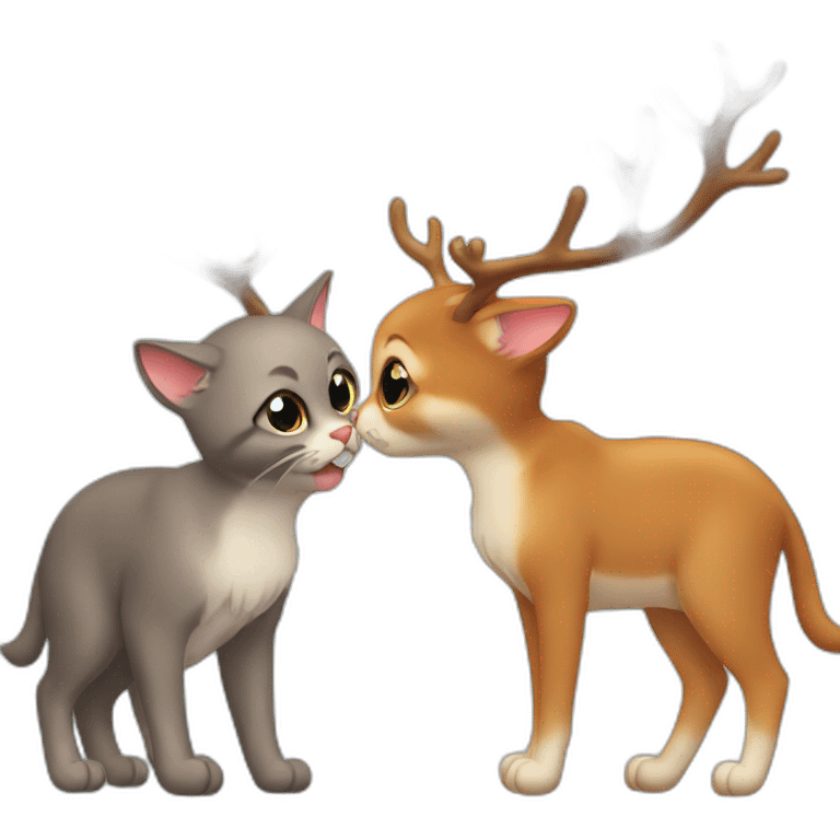 Cat kiss reindeer emoji