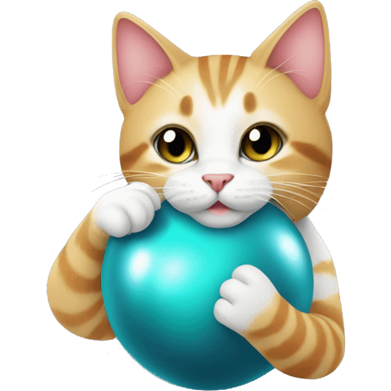 Cute cat playing with a bauble  emoji