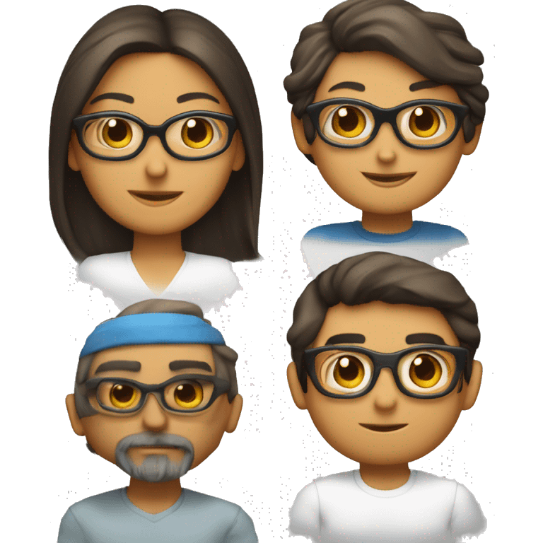 pareja de chica morena con pelo corto y chico moreno con gafas emoji