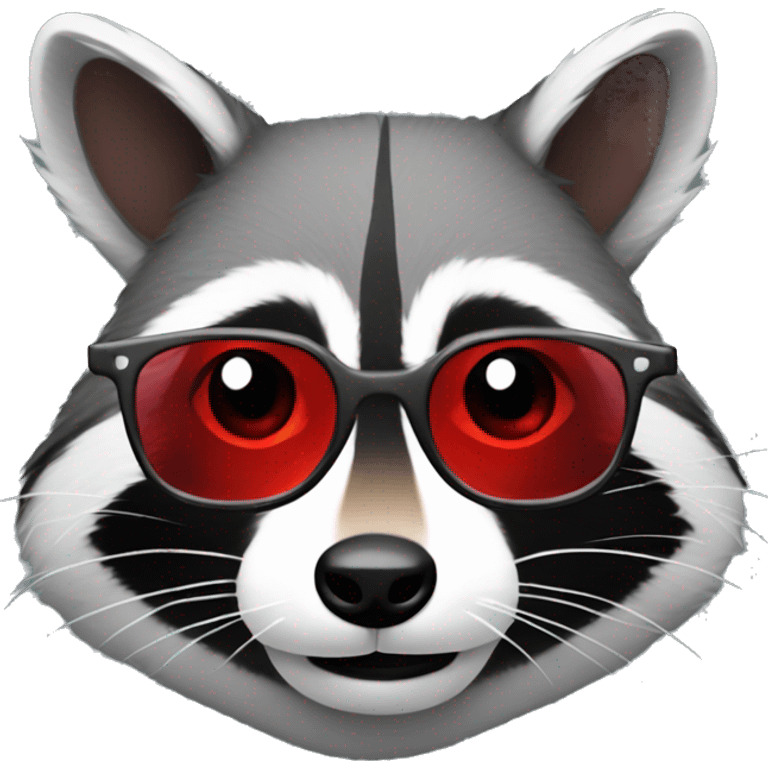 raccon face with red broken glasses emoji