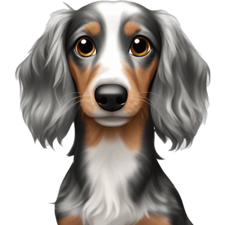 Tri merle long haired dachshund emoji