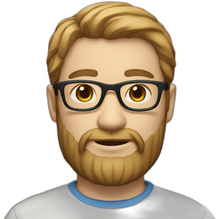 man with light brown hair blue eyes beard and glasses emoji