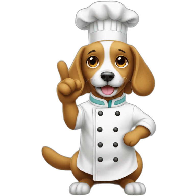 Dog chef with a hand with one finger up asking you to wait emoji