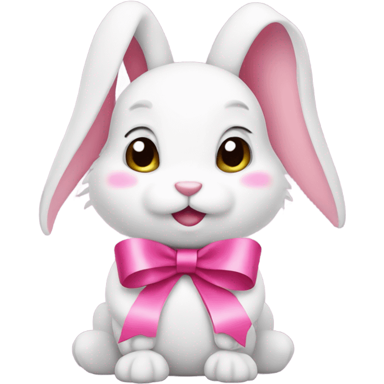 Bunny with pink ribbons emoji