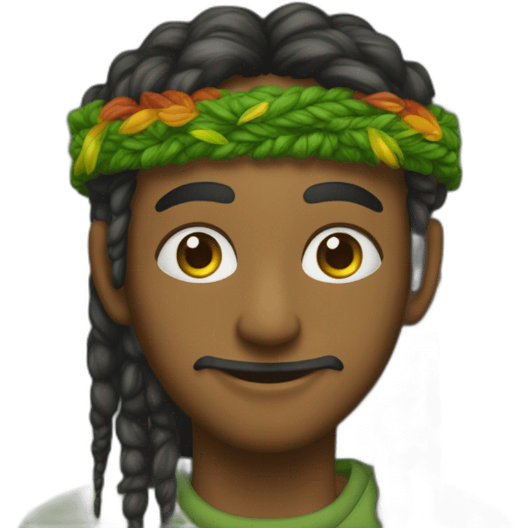 Okupa neorrural con los ojos verdes y rastas emoji