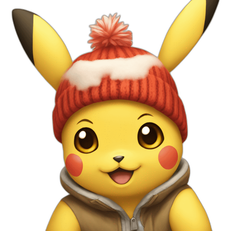 Pikachu-with-beanie-on-head emoji