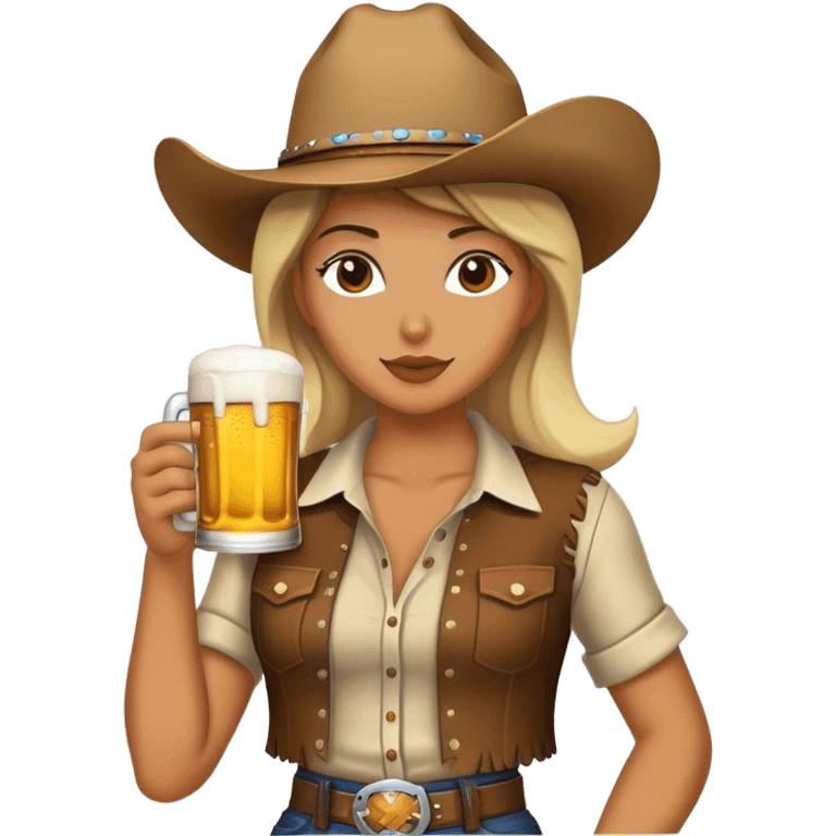  cowgirl drinking beer  emoji