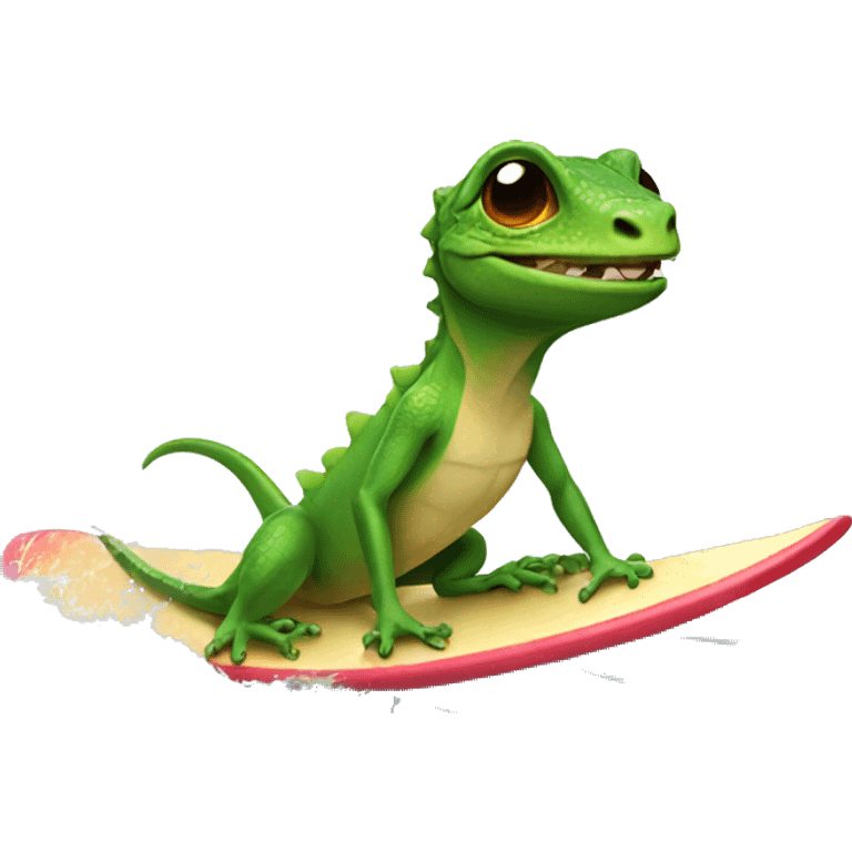 Lizard riding a surf board emoji