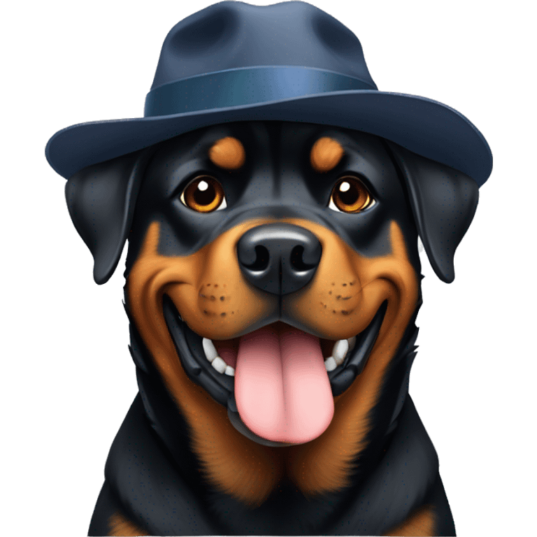 Rottweiler wearing a hat emoji