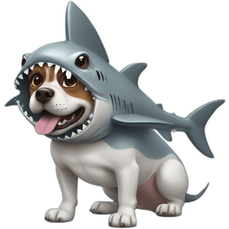 dog wearing costumes of a shark  emoji