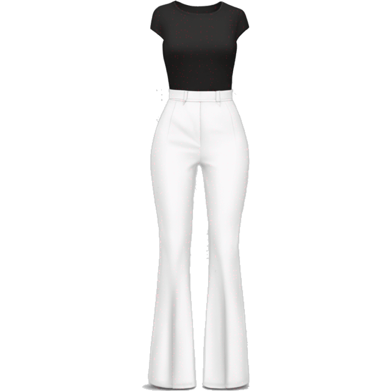 Realistic isolated pair of white high waist long length flare leg dress pants. emoji