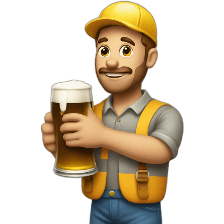 a painter with a roller in his right hand and a beer in his left hand emoji