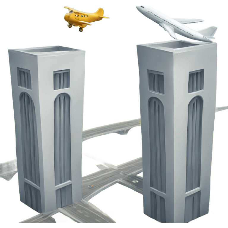 Two towers and a plane emoji