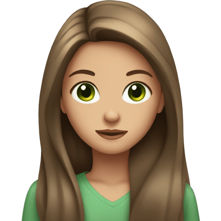 Girl With Long Brown Hair and green eyes emoji