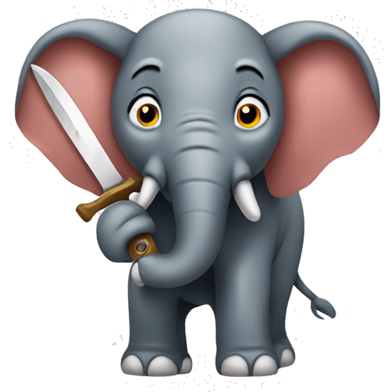 An elefant holding a knife emoji